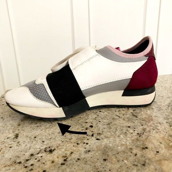 Balenciaga Multicolor Mesh And Leather Race Runner Low Top Sneakers - Picture 10 of 12